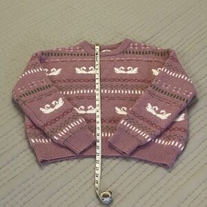 C&A Women's Pink/White Patterned Boxy Sweater
